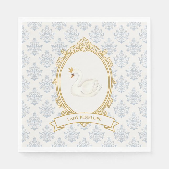 Vintage Blue Regency Cameo Bridal Shower Serviette (Vorderseite)