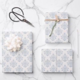Vintage Blue Regency Damask Bridal Shower Geschenkpapier Set