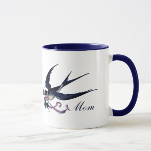 Vintage Blue Swallow Bird Maman Mug