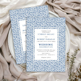 Vintage Blue Toile de Jouy Elegant Wedding Invite Einladung