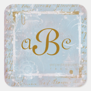 Vintage Blue Toile & Script Custom Stickers