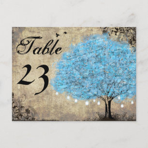 Vintage Blue Tree Tischnummern