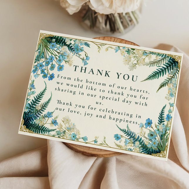Vintage Bluebell Botanical Wedding Dankeskarte (Von Creator hochgeladen)