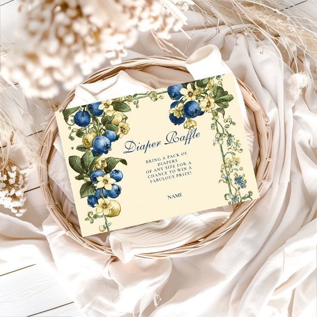 Vintage Blueberry Botanical Diapper Raffle  Begleitkarte (Von Creator hochgeladen)