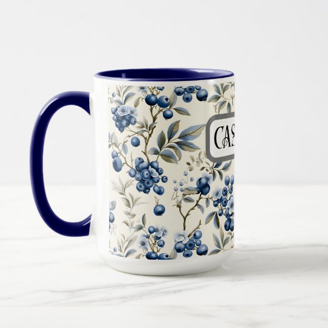 Vintage Blueberry personalisiert Mug Tasse (Links)