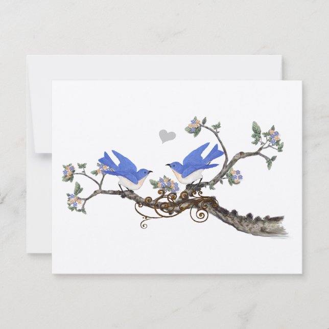 Vintage Bluebirds blühende Branchensehen RSVP Karte (Vorderseite)