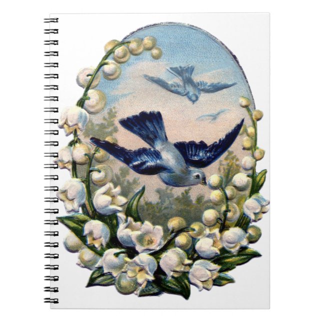 Vintage Bluebirds Blume Lilie der Talvögel Notizblock (Vorderseite)