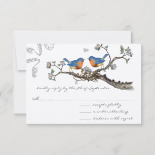 Vintage Bluebirds Fleur Branche Mariage RSVP