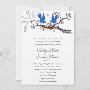 Vintage Bluebirds Gelb & Lila Hochzeit Einladung