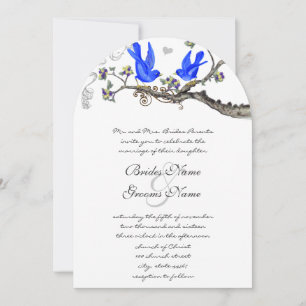 Vintage Bluebirds Gelb & Lila Hochzeit Einladung