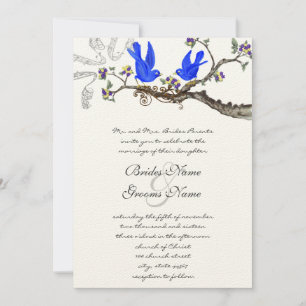 Vintage Bluebirds Gelb & Lila Hochzeit Einladung