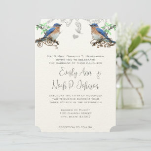 Vintage Bluebirds Hochzeitseinladung #2 Einladung