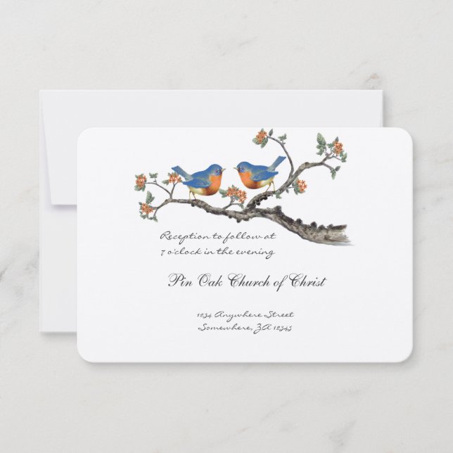 Vintage Bluebirds-Hochzeitskarte die schneiden Einladung (Vorderseite)