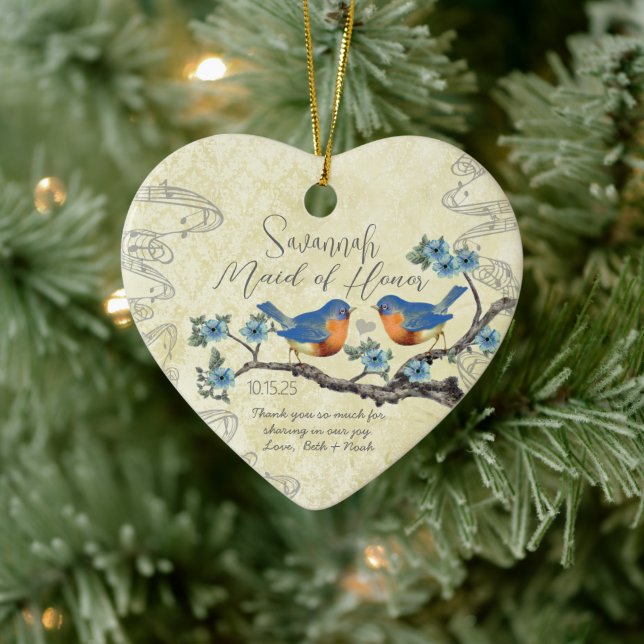 Vintage Bluebirds Trauzeugin Ornamente (Baum)