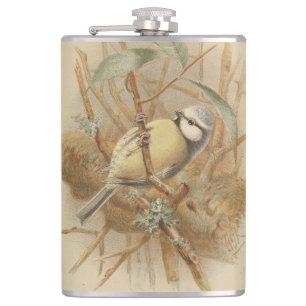 Vintage Bluetit-Illustration Flachmann