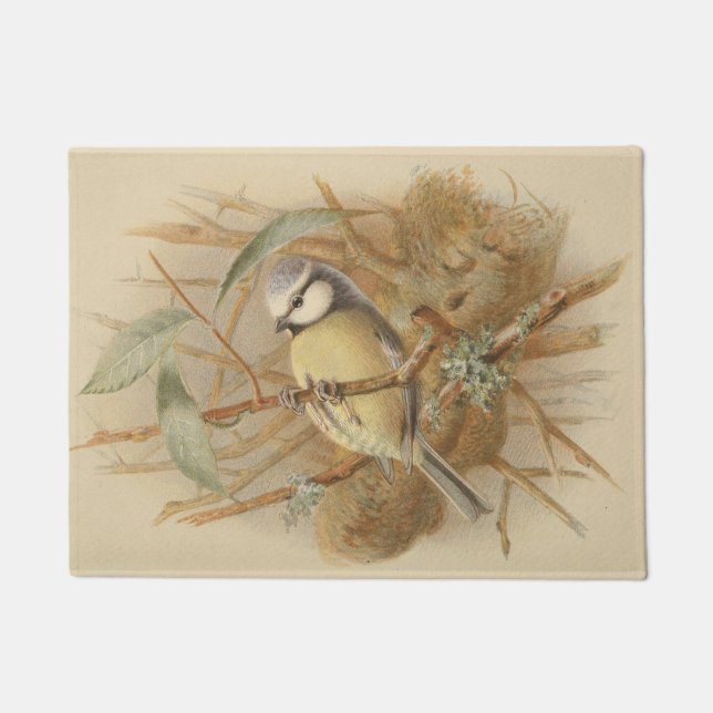 Vintage Bluetit-Illustration Fußmatte (Vorderseite)