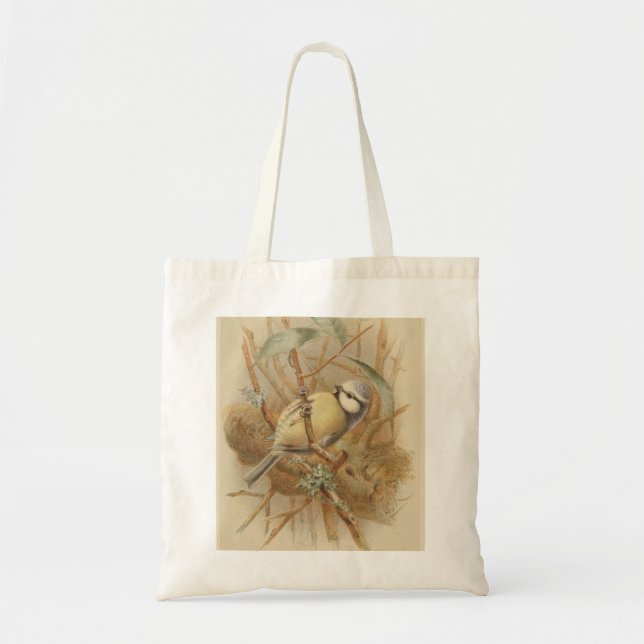 Vintage Bluetit-Illustration Tragetasche (Vorne)