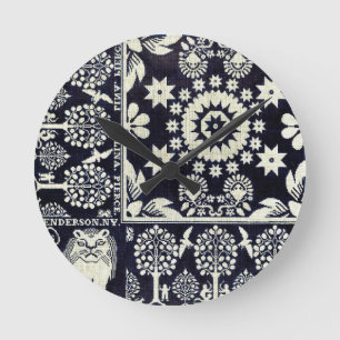 Vintage blühende Blume Stoffkunst Runde Wanduhr