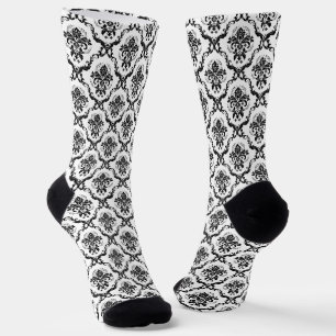 Vintage blühende Damasken in Schwarz/Weiß Socken
