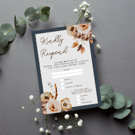 Vintage blühende Herbst-Blume Blaue Hochzeit RSVP Karte