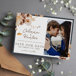 Vintage blühende Herbsttrocknung Blume blau Save The Date