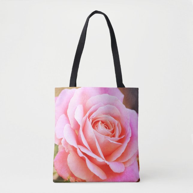 Vintage blühende Rose Rosa Tote Tasche (Vorderseite)