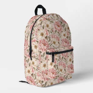 Vintage blühendes Pfingstrosen-Muster Bedruckter Rucksack