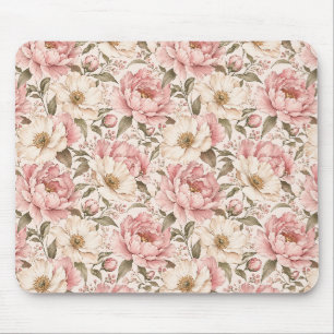 Vintage blühendes Pfingstrosen-Muster Mousepad