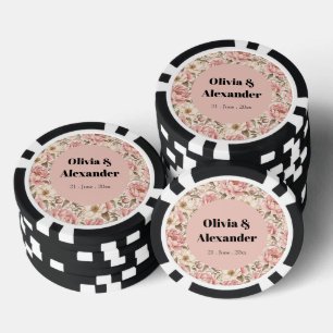 Vintage blühendes Pfingstrosen-Muster Pokerchips