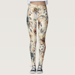 Vintage Blume abtropfen Leggings
