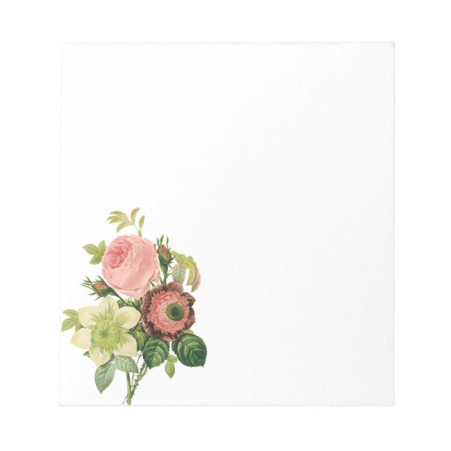 Vintage Blume, Anemone Rose Clematis von Redoute Notizblock (Vorderseite)
