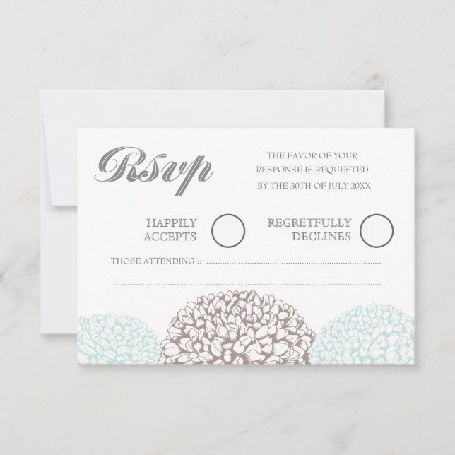 Vintage Blume Aqua Blue Wedding RSVP (Vorderseite)