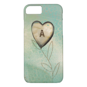 Vintage Blume Aquamarin mit Monogramm Case-Mate iPhone Hülle