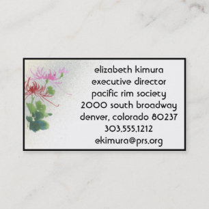 Vintage Blume - asiatische Geschäftskarten - Grenz Visitenkarte