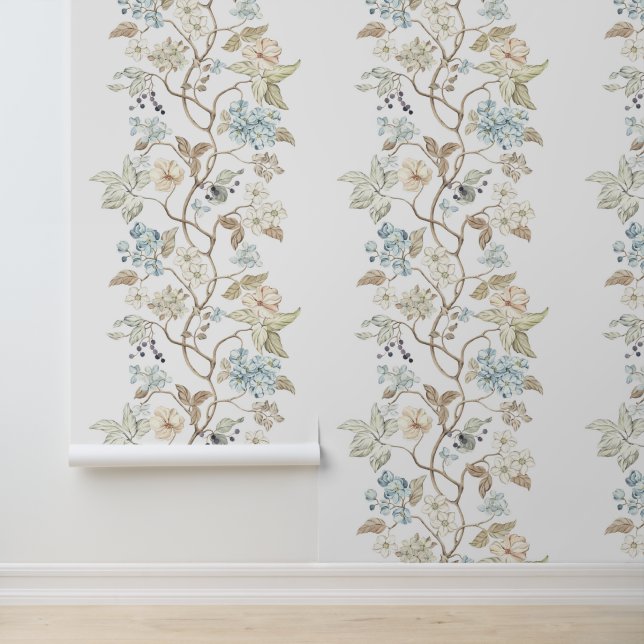 Vintage Blume, Blätter und Berries auf Zweigstelle Tapete (Anwendung)