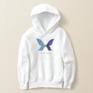 Vintage Blume Blau Lila Butterfly Grüne Magie Hoodie