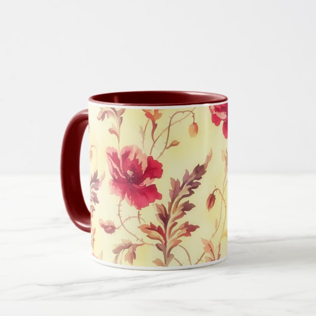 Vintage Blume Blumenkunst Tasse Cup (Vorderseite Links)