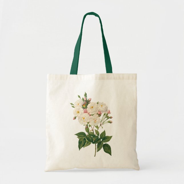 Vintage Blume Blütenrot Noisette Rose Redoute Tragetasche (Vorne)