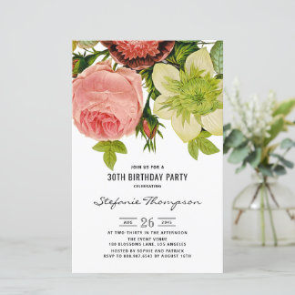 Vintage Blume Botanischer 30. Geburtstag Einladung