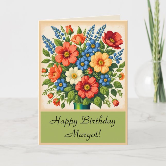 Vintage Blume Bouquet Faltkarte Karte (Vorderseite)
