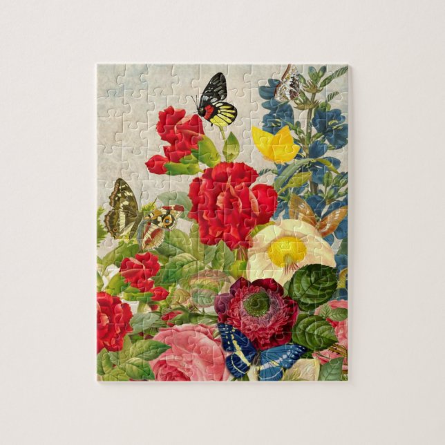 Vintage Blume Bouquet mit Schmetterlingen (Vertikal)