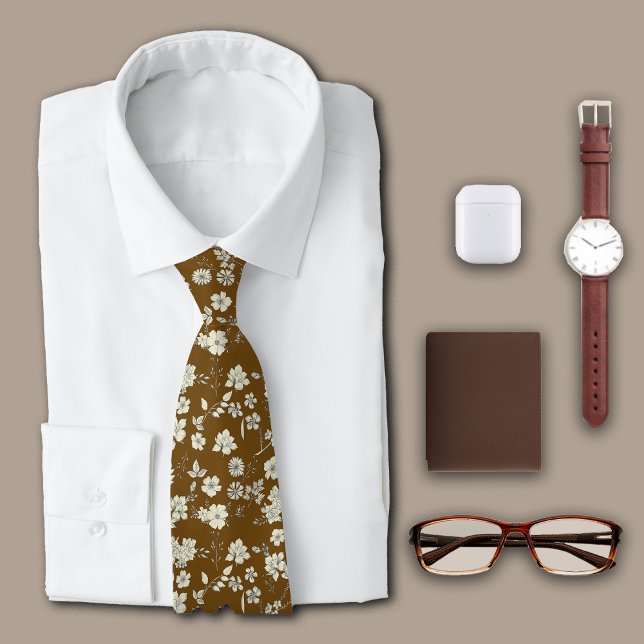 Vintage Blume braun personalisieren Krawatte (Von Creator hochgeladen)