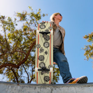 Vintage Blume Cool Retro Floral Zeichnend Mädchen Skateboard