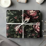 Vintage Blume Dunkles Barock Geschenkpapier<br><div class="desc">Vintage Blume Dunkles Blumenbarocke Papier für kunstkunstkunstvolle Umschläge</div>
