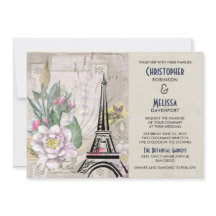 Vintage Blume, Eiffelturm und Burlap-Hochzeit