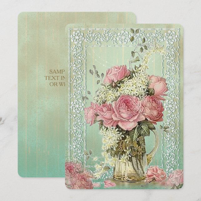 Vintage Blume - Einladungskarte (Vorne/Hinten)