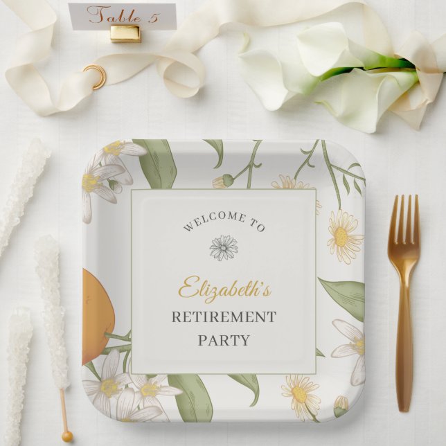 Vintage Blume Elegantes Party für die Skripterstel Pappteller (Hochzeit)