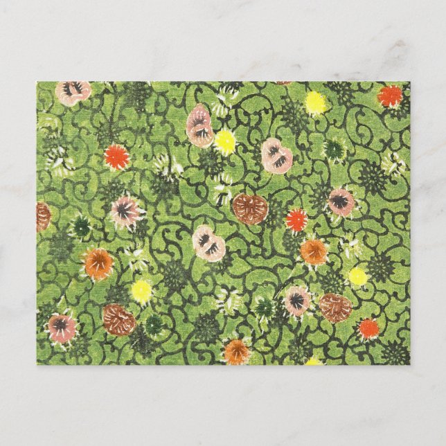 Vintage Blume Fabric Bingata Blossom Postkarte (Vorderseite)