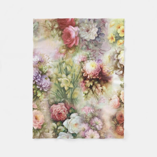 Vintage Blume Fleecedecke (Vorderseite)