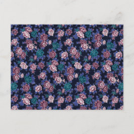 Vintage Blume für Navy Blue Postkarte